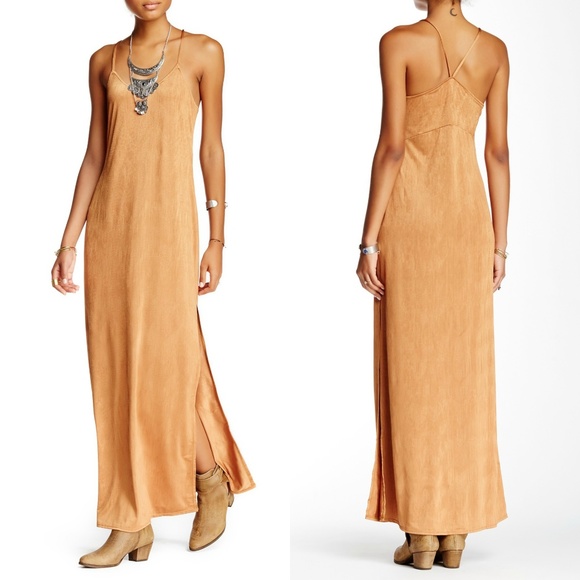 gold slip maxi dress